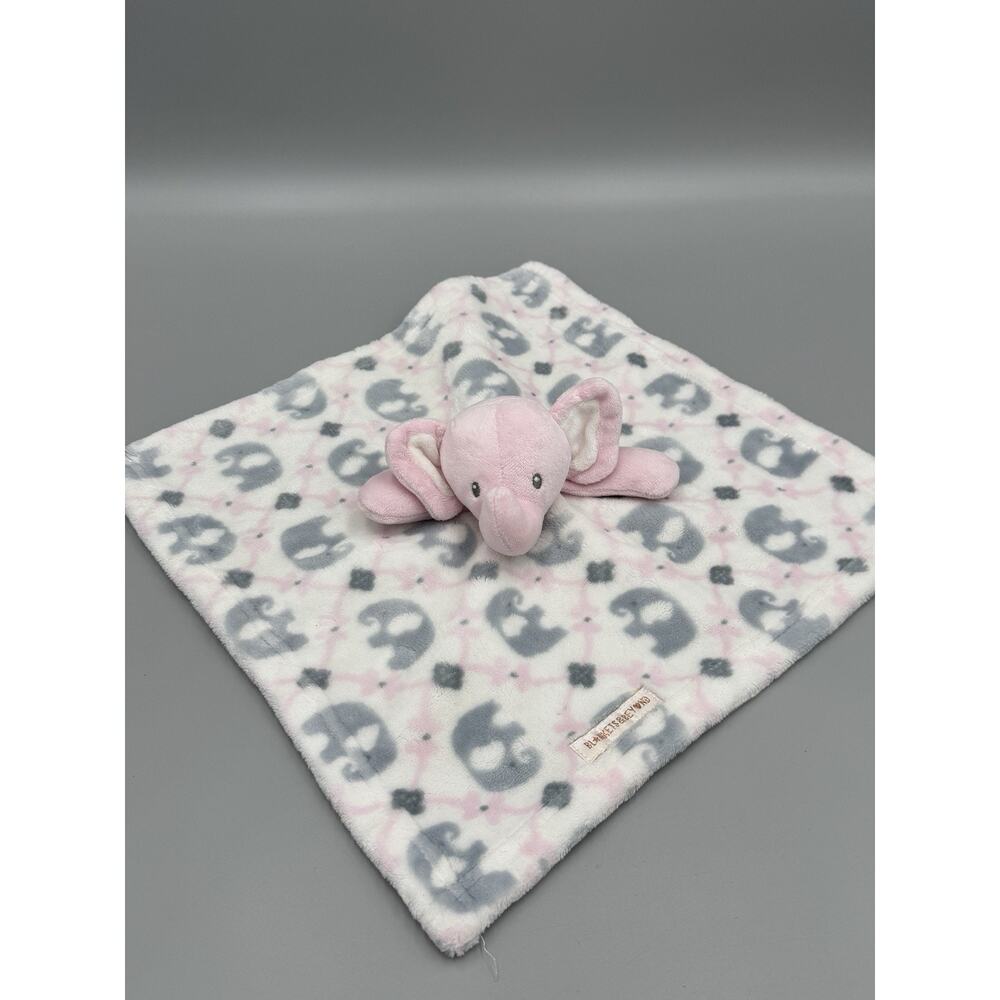 Blankets & Beyond Elephant Lovey Plush Pink White Gray Baby Security Blanket